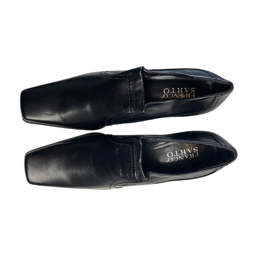 FRANCO SARTO Faux Leather Square Toe Slip-On Block Heel Booties in Black Size 8 - Picture 8 of 11
